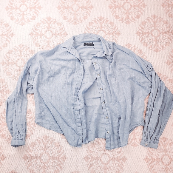 Urban Outfitters Tops - Urban Outfitter Oversize Light Blue Button Up Top